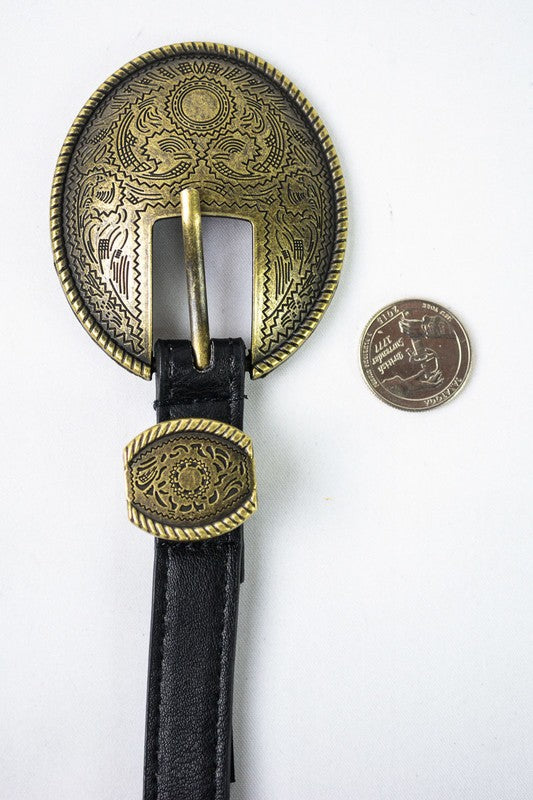 Oval Embossed Vintage Buckle Belt