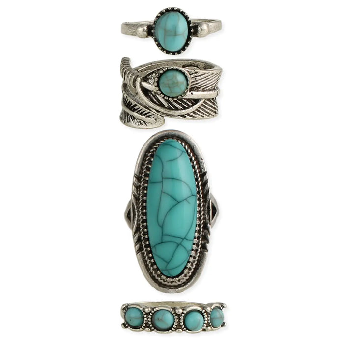 Boho Turquoise Ring Set