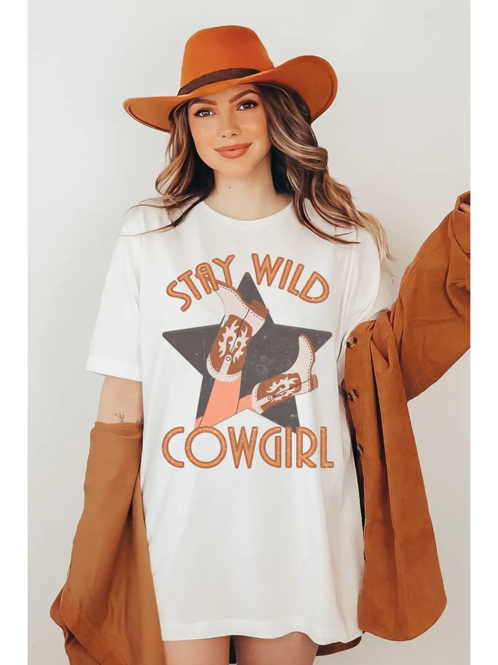 Stay Wild Cowgirl Oversized Graphic Tee