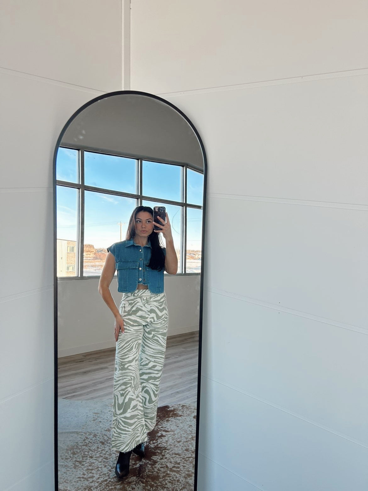 Cropped Utility Denim Top