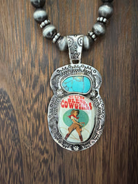 Western Print Pendant Necklace - Navajo Style Pearl