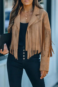 Boho Fringed Faux Suede Jacket