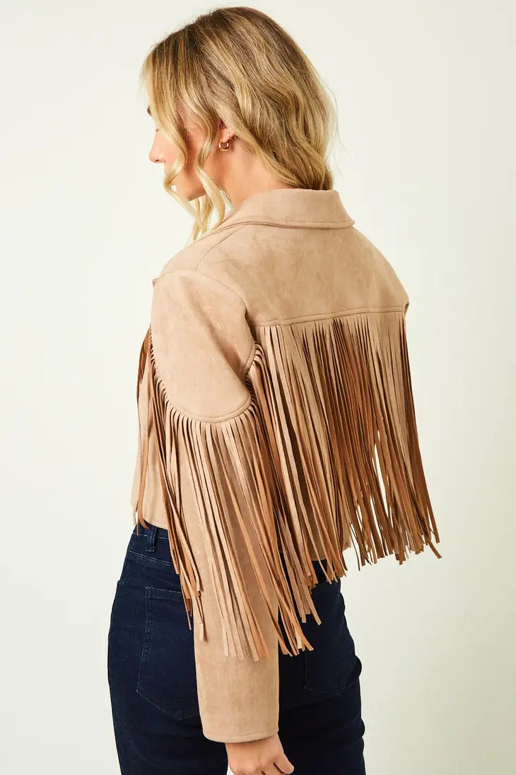 Boho Fringed Faux Suede Jacket