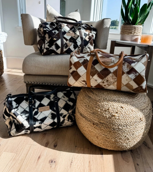 Duffle Weekender Cowhide Travel Bag