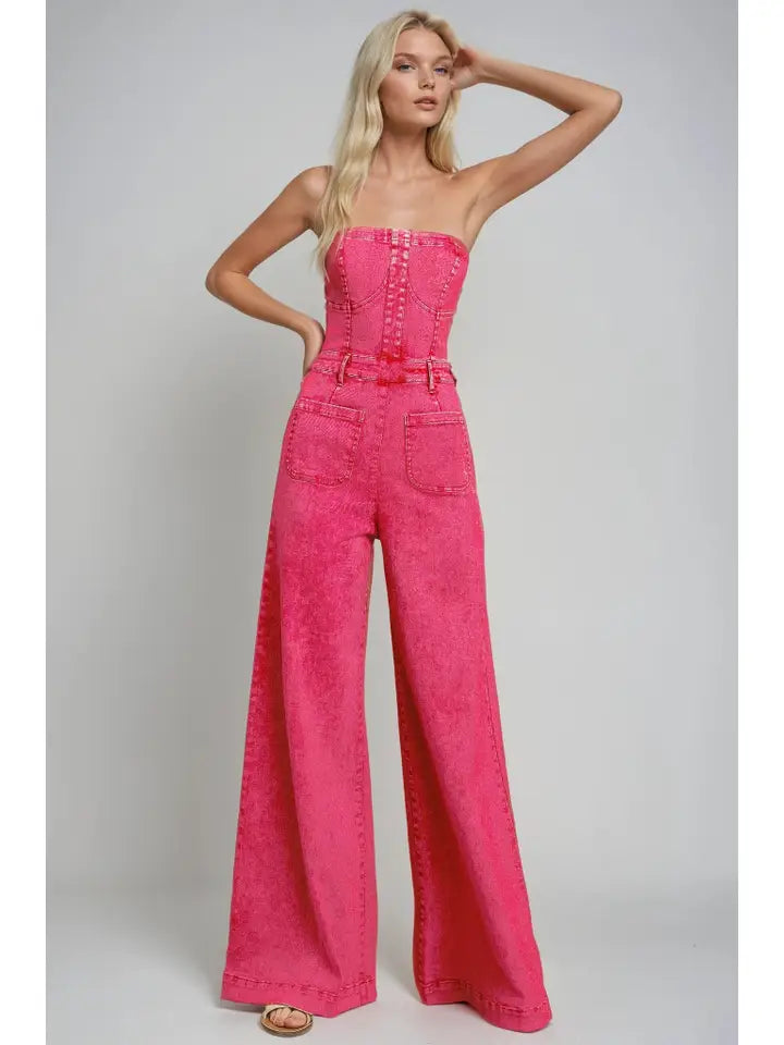 WIDE LEG DENIM JUMPSUIT