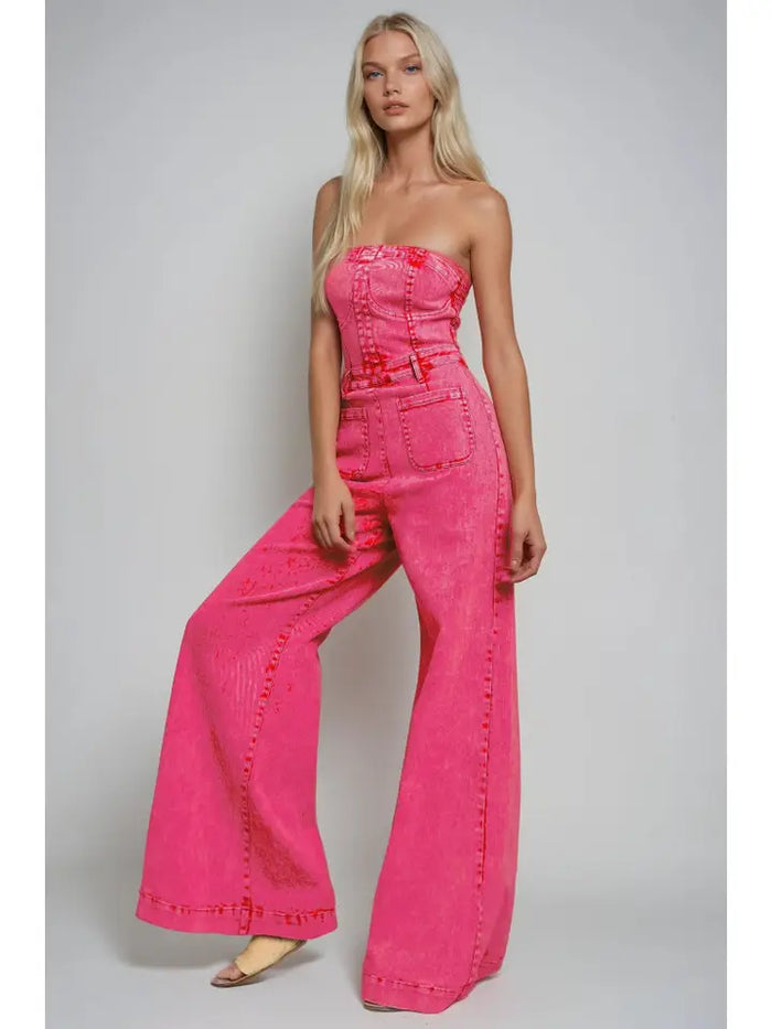 WIDE LEG DENIM JUMPSUIT