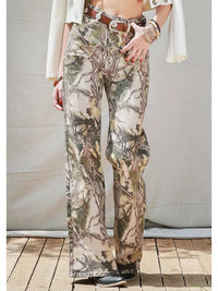 Camo Print Wide Leg Jeans