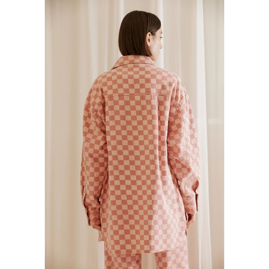 Checker Shacket Long Body Coat