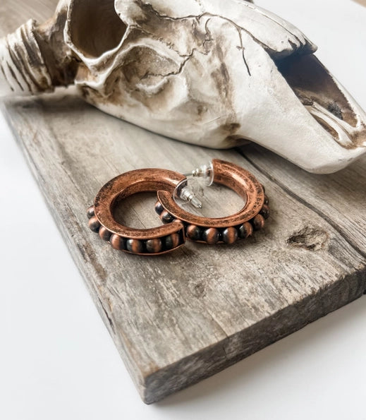 Copper Western Pearl Hoops