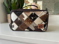 Cowhide Cosmetics Travel Bag Genuine Hair On Leather Makeup