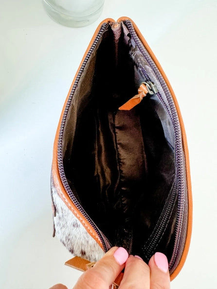 Cowhide Aztec  Makeup Bag Genuine Hair On Travel