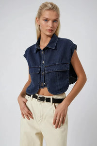 Cropped Utility Denim Top