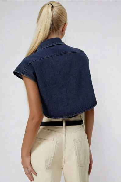 Cropped Utility Denim Top