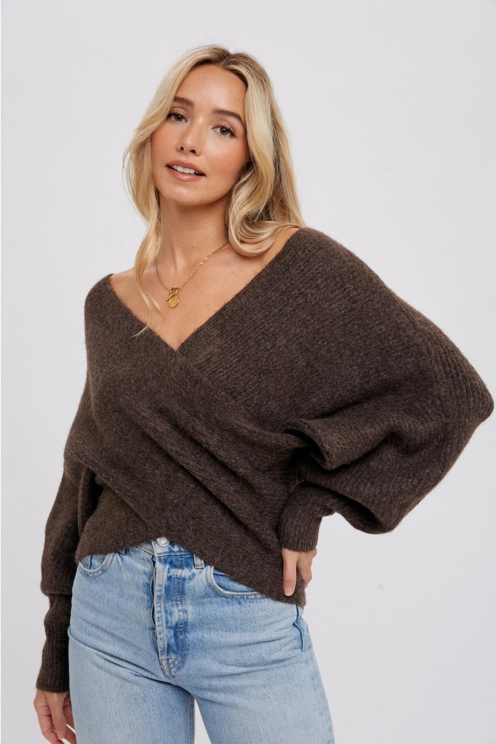 Crossover Ribbed Pullover