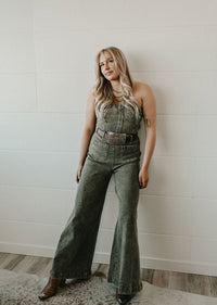 WIDE LEG DENIM JUMPSUIT