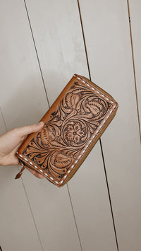 Zip-up Tooled Wallet