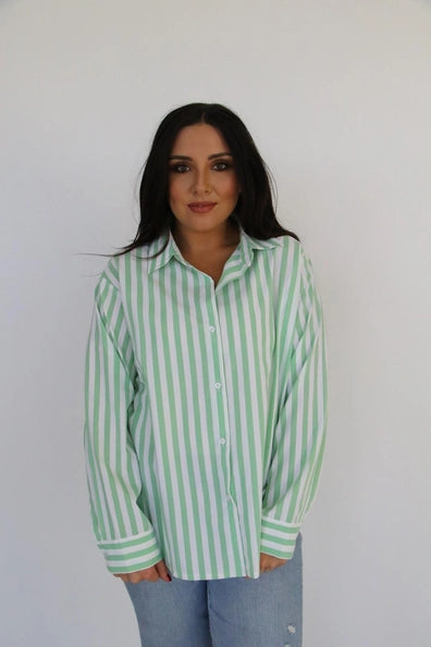 Mint Green Striped Top