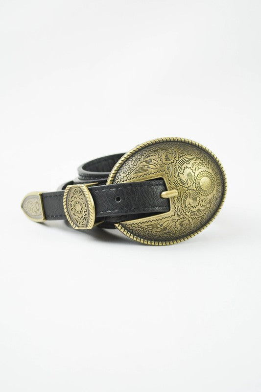 Oval Embossed Vintage Buckle Belt