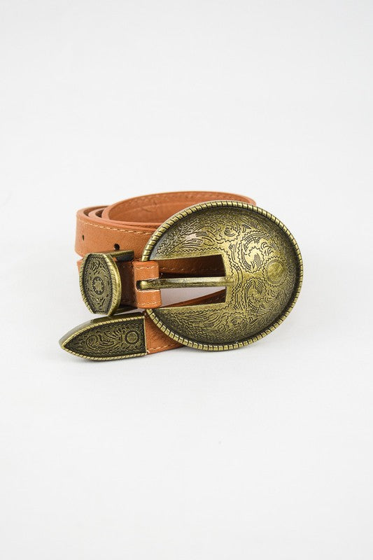 Oval Embossed Vintage Buckle Belt