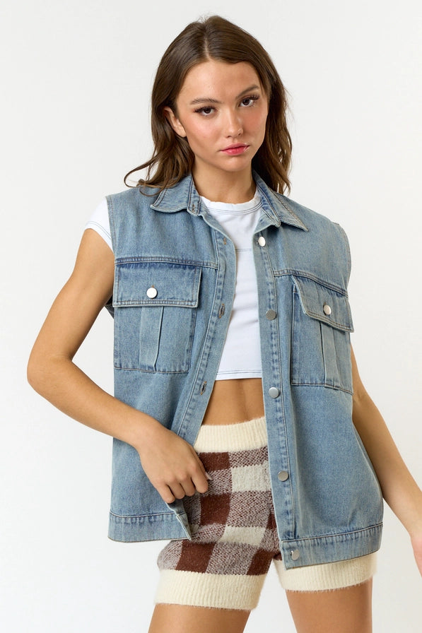 Oversized Denim Vest