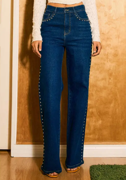 Stud Wide Leg Jean