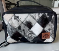 Cowhide Cosmetics Travel Bag Genuine Hair On Leather Makeup