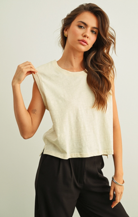 Round Neck Slub Top