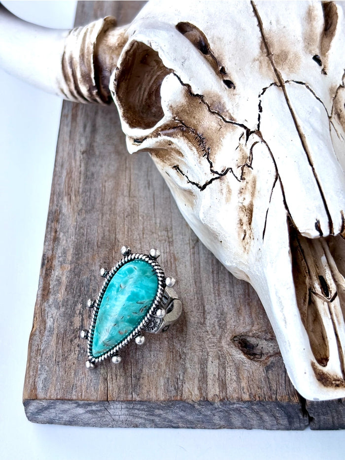 Teardrop Turquoise Stone Stretch Ring