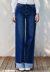 Folded Hem Wide Leg Jeans
