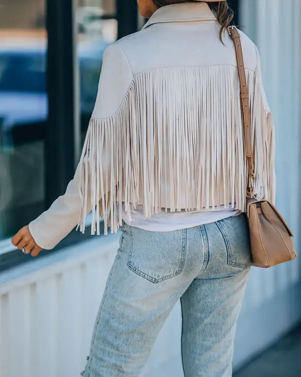 Boho Fringed Faux Suede Jacket