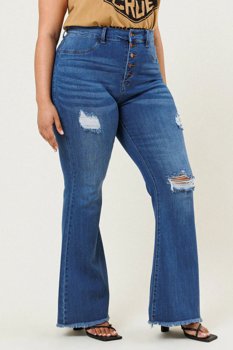 Jeans Flare Jeans Plus Size Barato Brittany Flare Jeans- Curvy